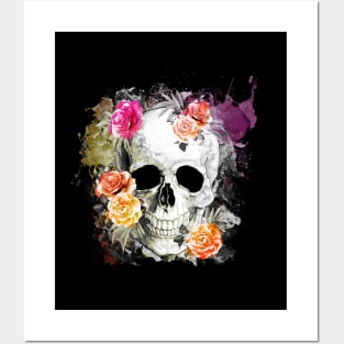 Sage Tribe floral Skull With roses Posters and Art